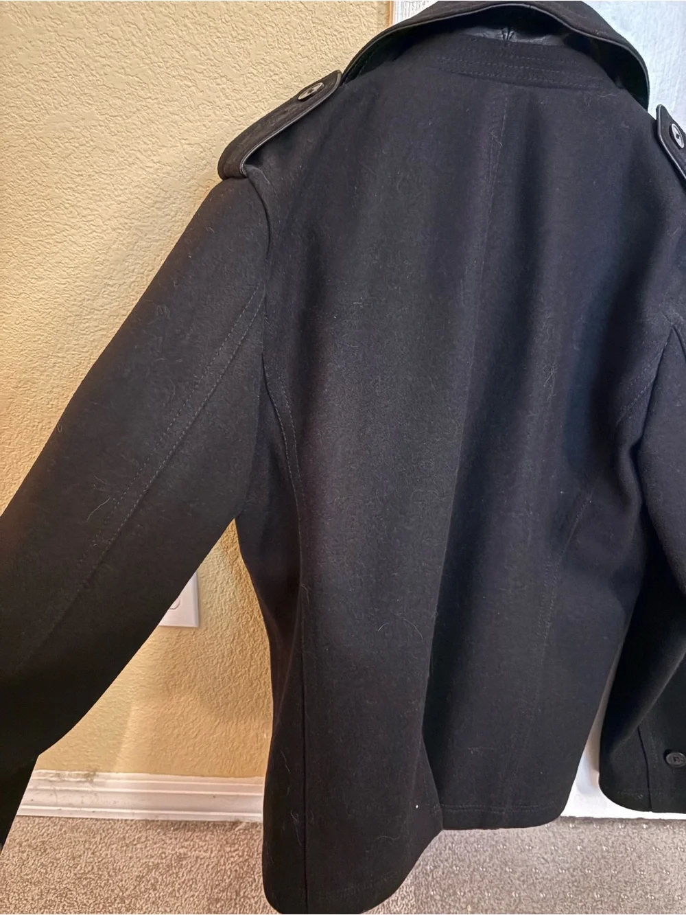 Express Men's Black Double-Breasted Pea Coat
